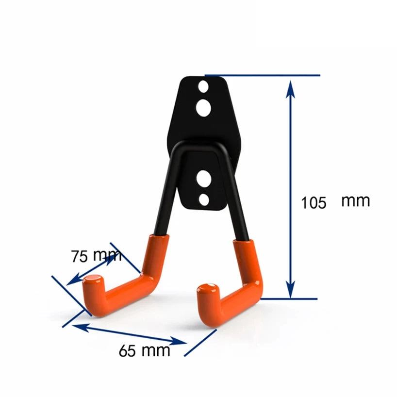 crochet mural moderne noir orange fixations vis chevilles support garage vélos équipements sport