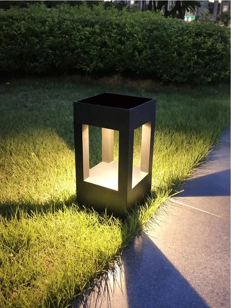 lampadaire extérieur led moderne noir ip65 étanche 10w lumiere chaude jardin contemporain