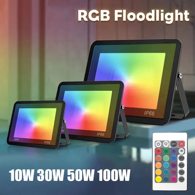 projecteur led rgb noir moderne projecteur extérieur ip65 10w 30w 50w 100w fixations multiples