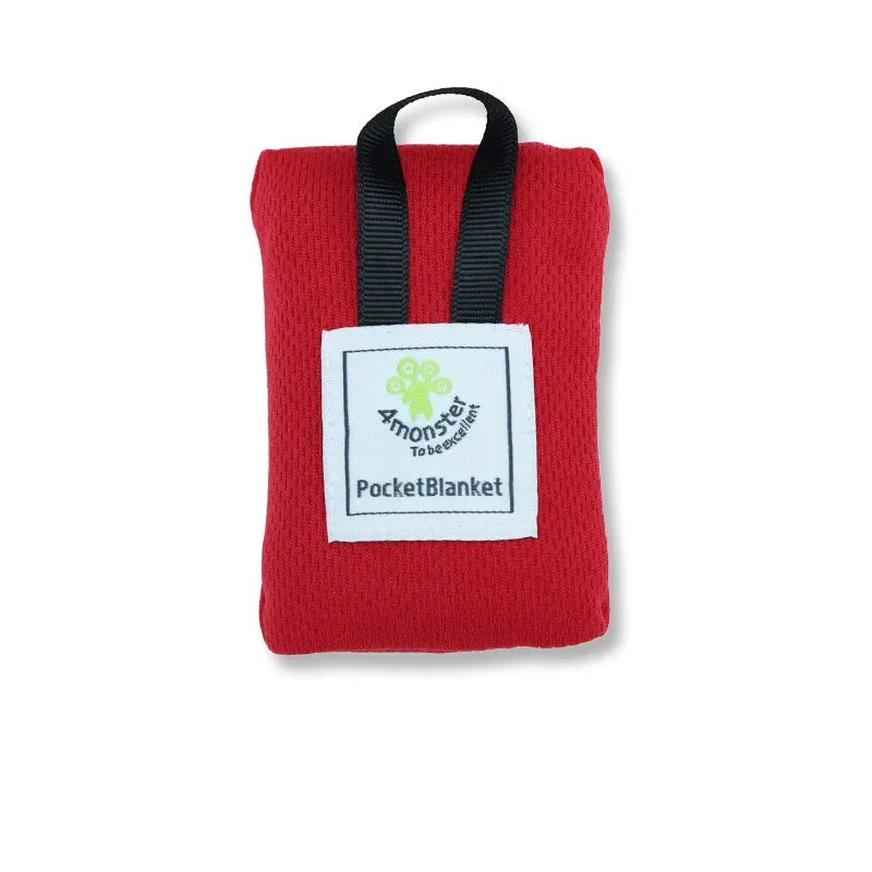 couverture poche rouge bleu motif imprimé pratique compact imperméable pliante légère camping plage