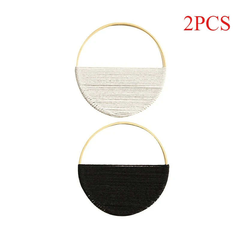 décorations murales bohèmes demi cercle cordage texturé blanc beige doré minimaliste