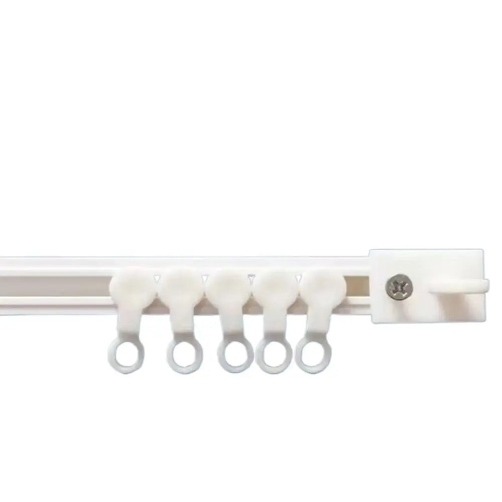 tige rideau moderne vis fixations rondelles blanches anneaux noirs blanc noir