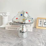 décoration moderne boule champignon rouge or argent mosaïque petite miroir disco salon chambre