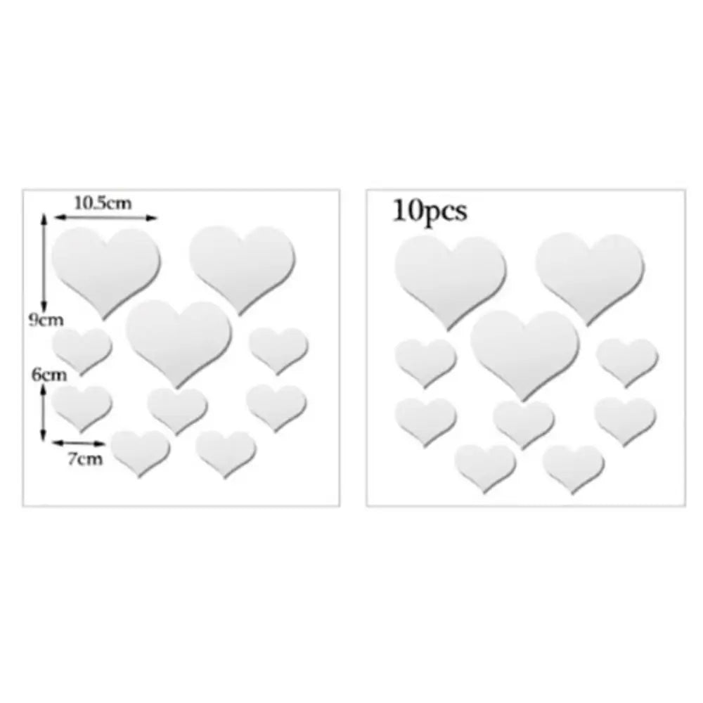 décoration murale adhésive coeurs miroirs argent doré moderne or brillant rose doré