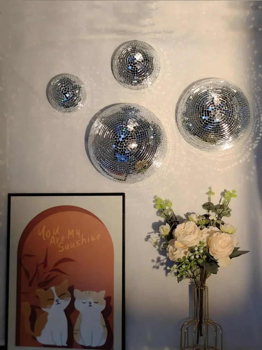 boules disco murales argentées moderne décoration maison rétro opacité variante tailles incluses