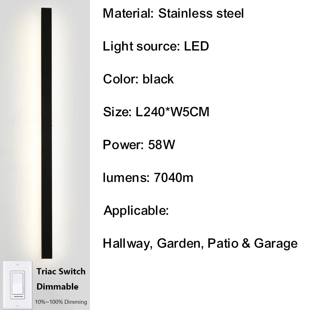 lampe murale led contemporaine noire ip67 gradation 10 100 étanche fixation