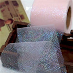 ruban décoratif pailleté bleu clair rose vert pastel translucide brillant 5mètres