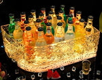 bac bouteilles transparent moderne poignées bouteilles multicolores motifs géométriques élégant reflets multicolores