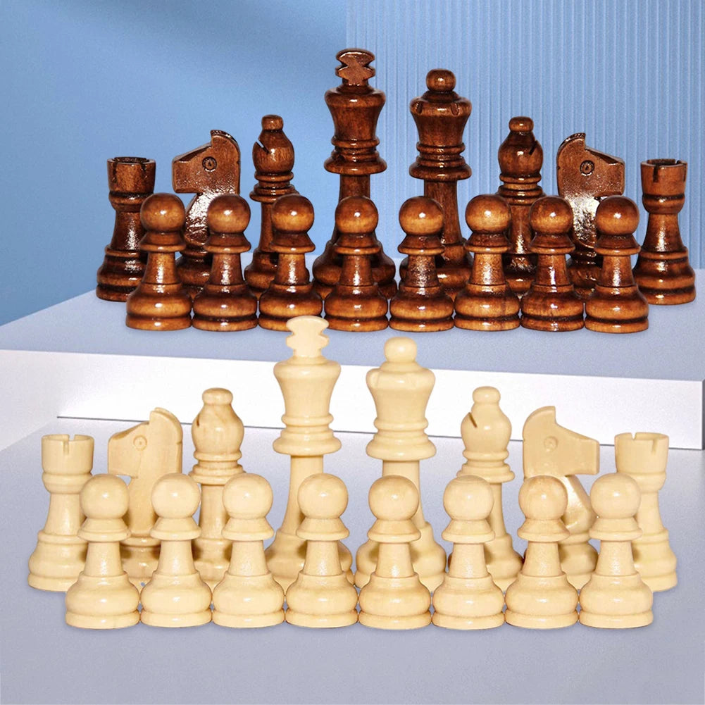 pièces échecs bois classiques marron clair foncé figurines king standard 32 pièces jeu plateau