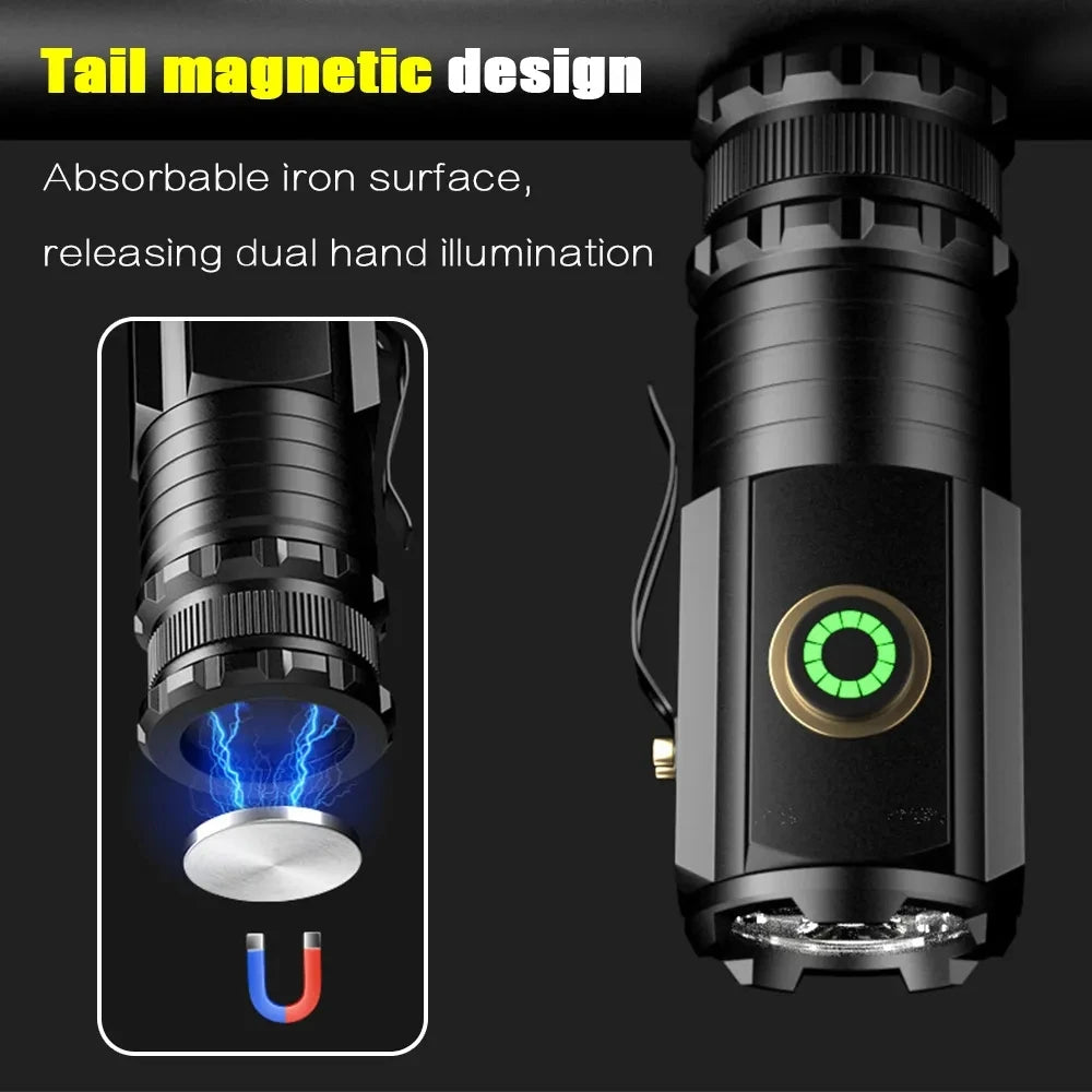 lampe torche noire led 15w rechargeable type ip68 anti choc emergency