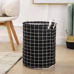 panier linge pliable rayures horizontales gris clair beige moderne réutilisable fibre végétale poignées bois
