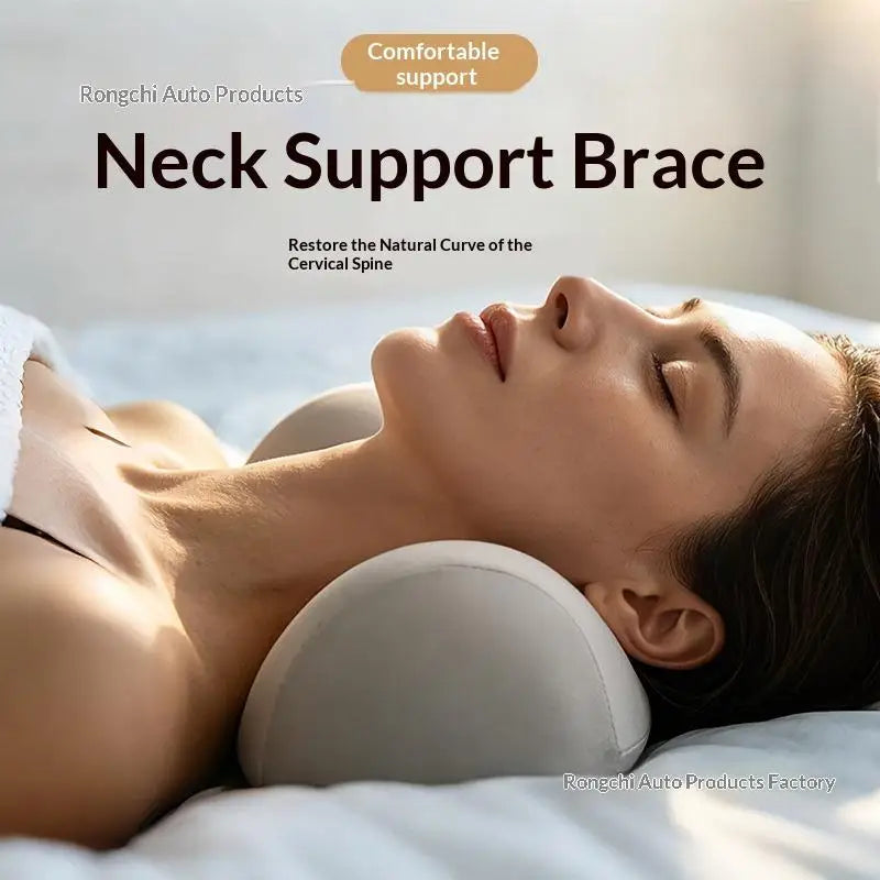oreiller cervical ergonomique polyester coton rose noir gris massage nuque confortable portable domestique aide
