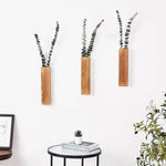 vases muraux bois clair minimaliste eucalyptus roses séchées plante décoration intérieure vert foncé rustic
