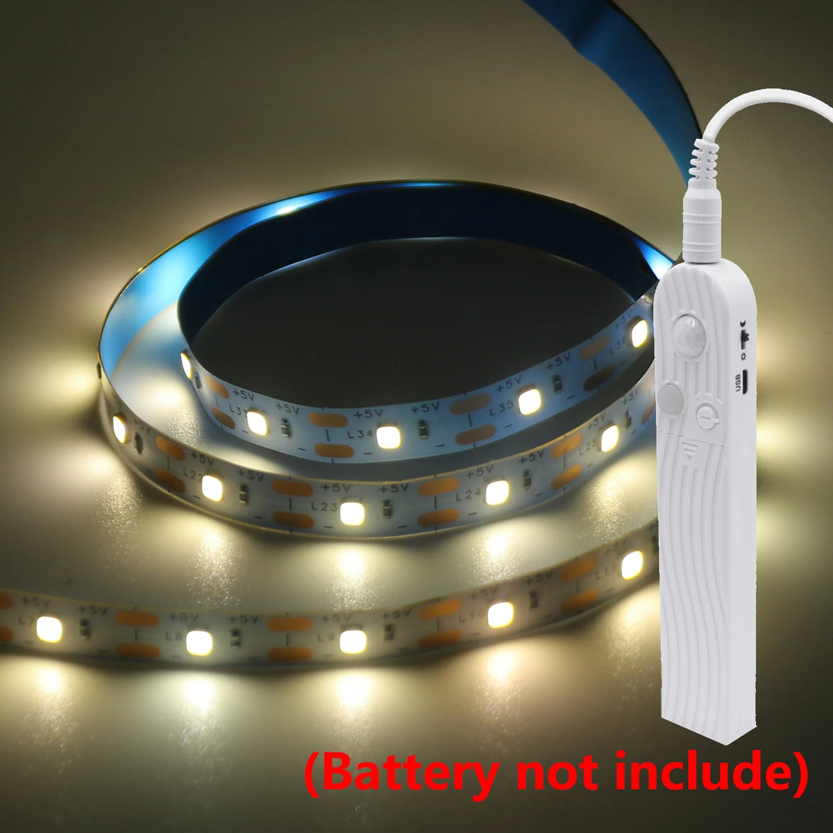 ruban led flexible bleu blanc moderne adhésif détecteur mouvement piles time delay 120° angle