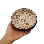 bol décoratif coquille coco artisanal mosaïque bois rangement bijoux clés maison