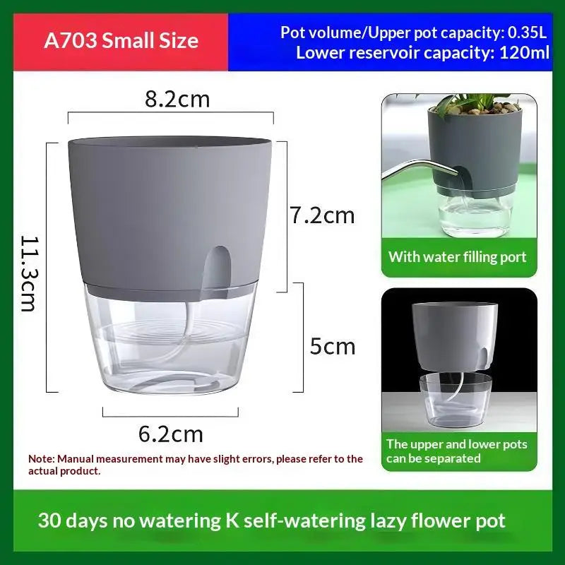pot auto arrosant blanc transparent moderne bassin d'eau cordons absorbants drainage