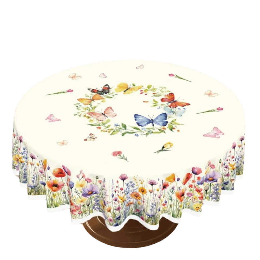 nappe fleur bleue beige lapin papillon noël halloween décoration table maison rustic