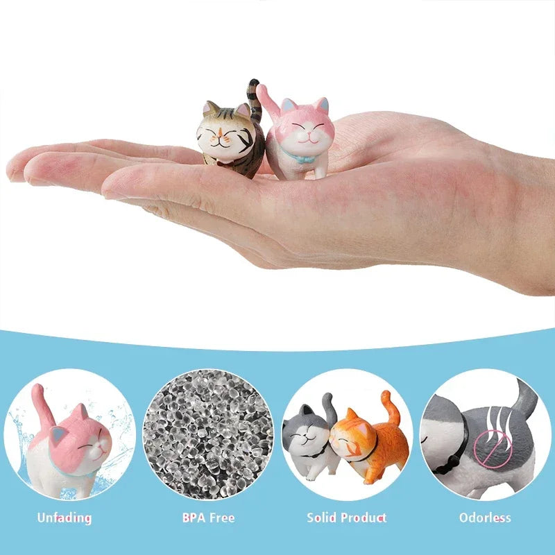 figurines chats cartoon mignon colliers gris noir blanc orange bébé animaux