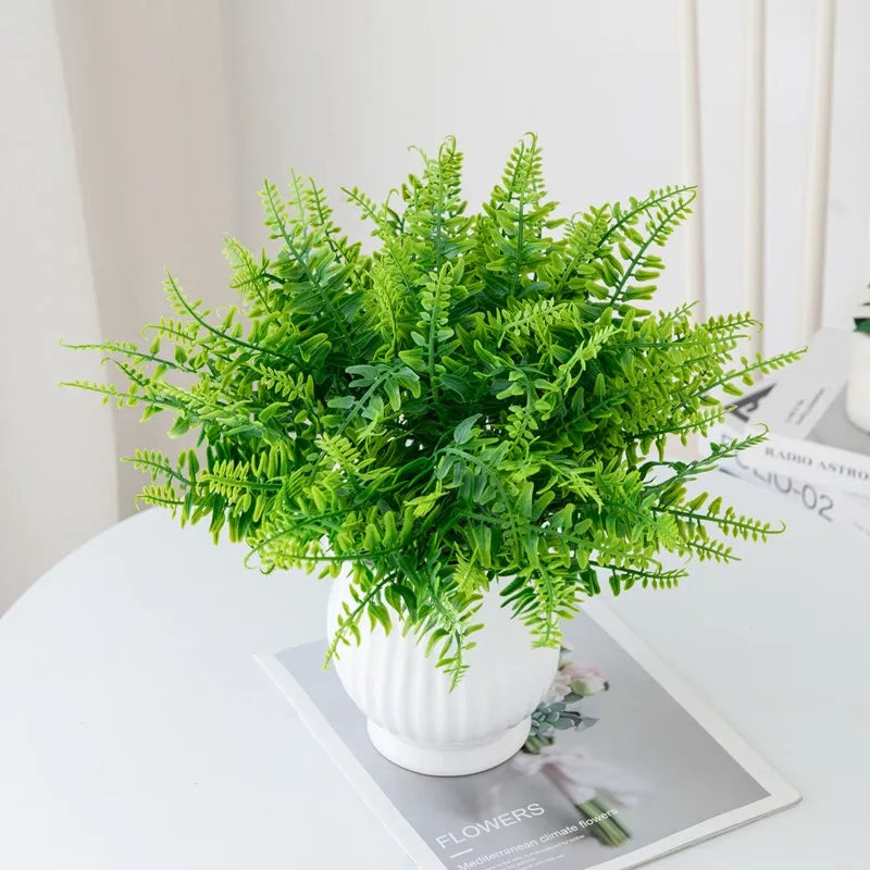 plante artificielle fougère fine pot blanc moderne intérieur décoration verdure zen naturelle apaisante
