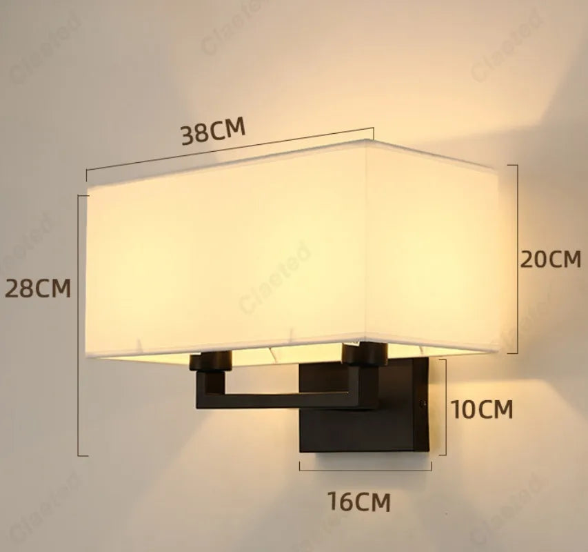 lampe murale moderne blanc noir doré toile lin fixée mur éclairage quotidien led