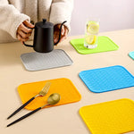 tapis protection cuisine silicone moderne vert bleu gris motifs géométriques