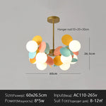 suspension lumineuse moderne multicolore boules translucides branches métalliques led salon chambre