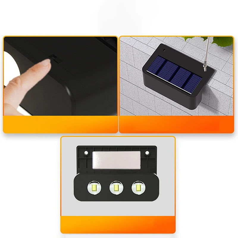 lumière solaire led noire ip65 adhésive murale led panneau solaire interrupteur tactile contemporaineextérieur