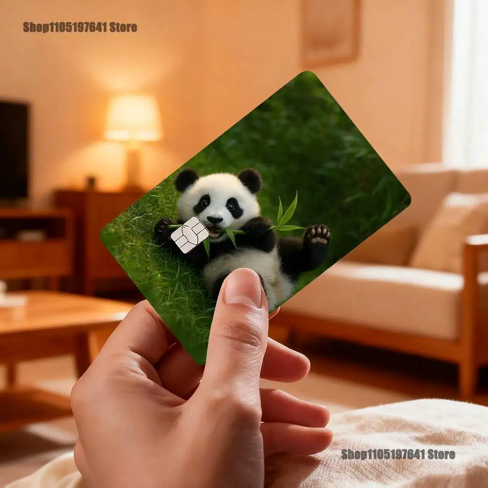 cartes postales panda illustration mignonne verte blanche noire bébé panda bambou fleurs textes pandas