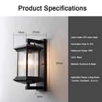 éclairage extérieur led moderne industriel verre rayures métal noir ambre fixations murales rustique