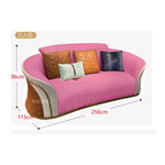 canapé moderne forme bois texturé coussins décoratifs beige orange bleu rose