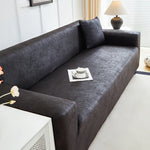 Housse canapé marron texture cuir moderne adhésif lavage machine tout compris