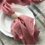 Serviette coton rose pâle rayures fines élégante table restaurant classique absorption'eau
