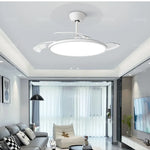 ventilateur led moderne noir blanc ailes lune lumiere télécommande contemporain