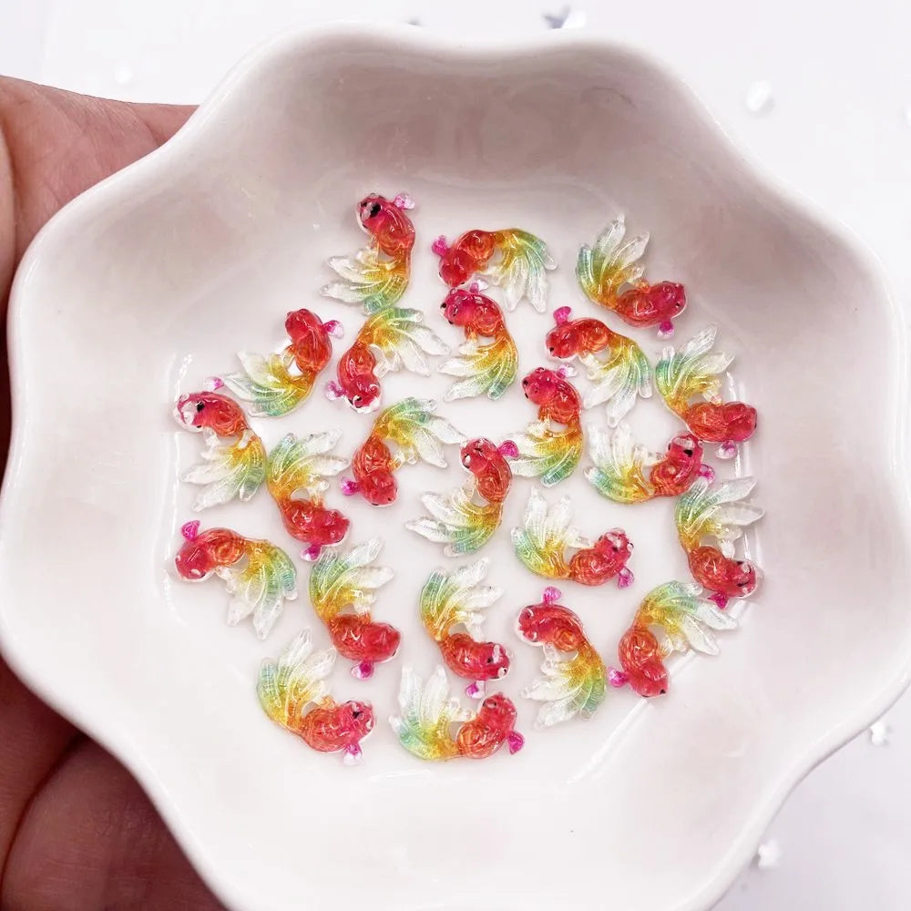 poissons miniatures résine multicolores transparentes animaux compagnie accessoires bricolage scrapbook occasions fêtes