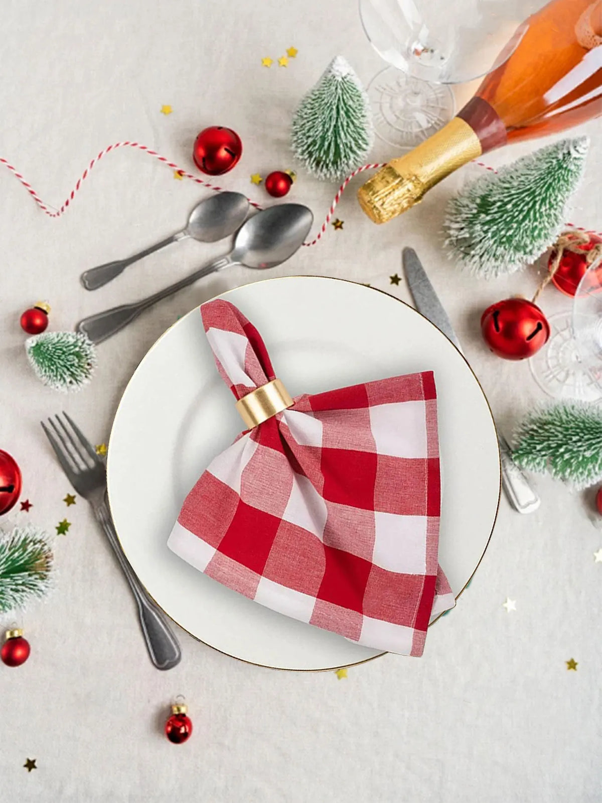 serviettes table rouge blanc carreaux classiques 40x40cm pack pcs dîner maison festive