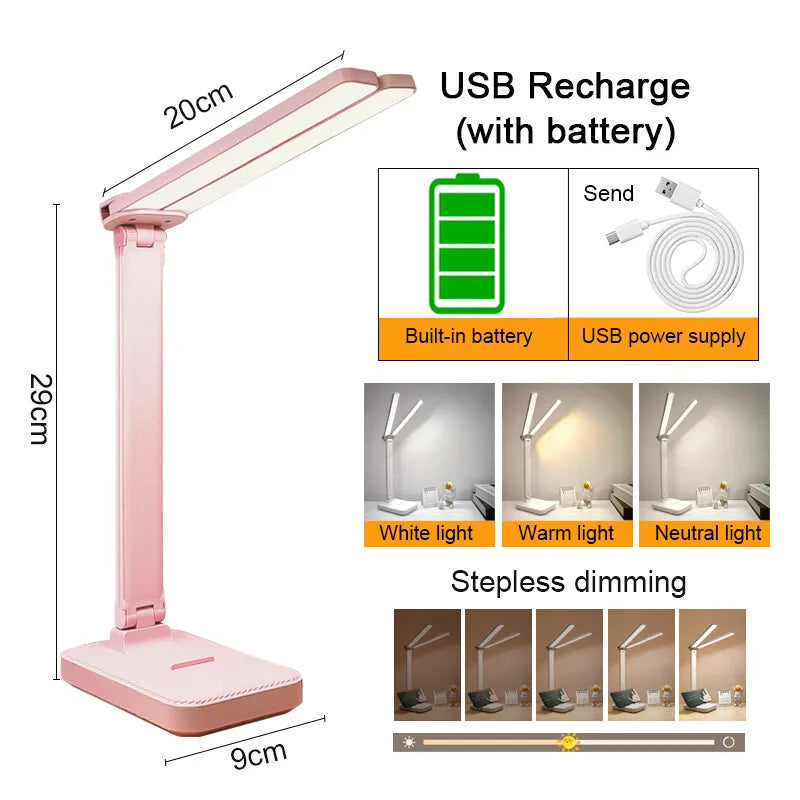 lampe led rechargeable intensité réglable gris rose bleu blanc moderne minimaliste