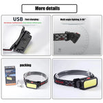 lampe frontale rechargeable led noire jaune clip moderne camping pêche randonnée usb