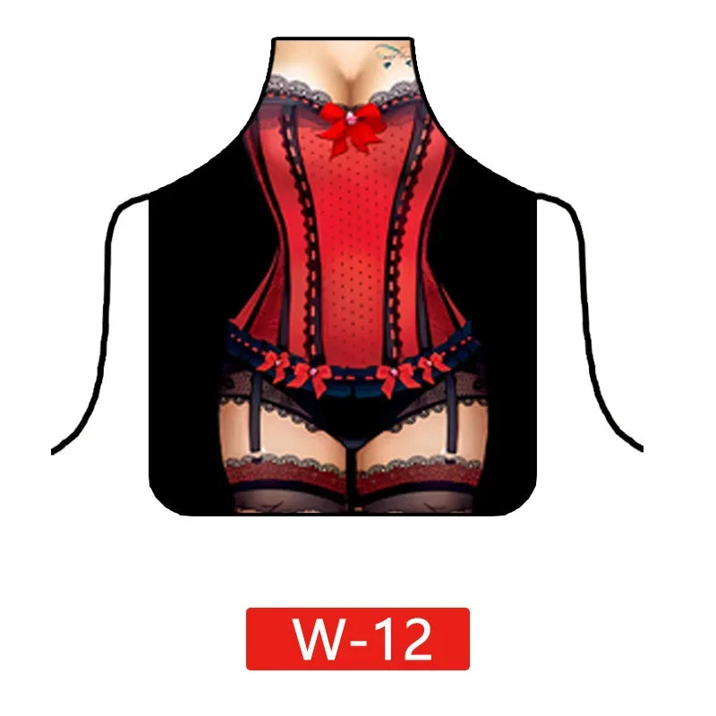tablier moderne illustratif personne lingerie camouflage crânes papillons rouge noir blanc bleu