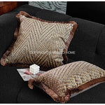 taies d'oreiller géométriques polyester beige marron classique respectueux environnement opaques maison