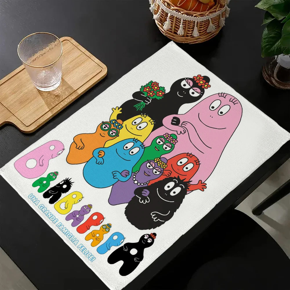 tapis multicolore dessins animés personnages cartoon table maison isolation thermique plats occidentaux