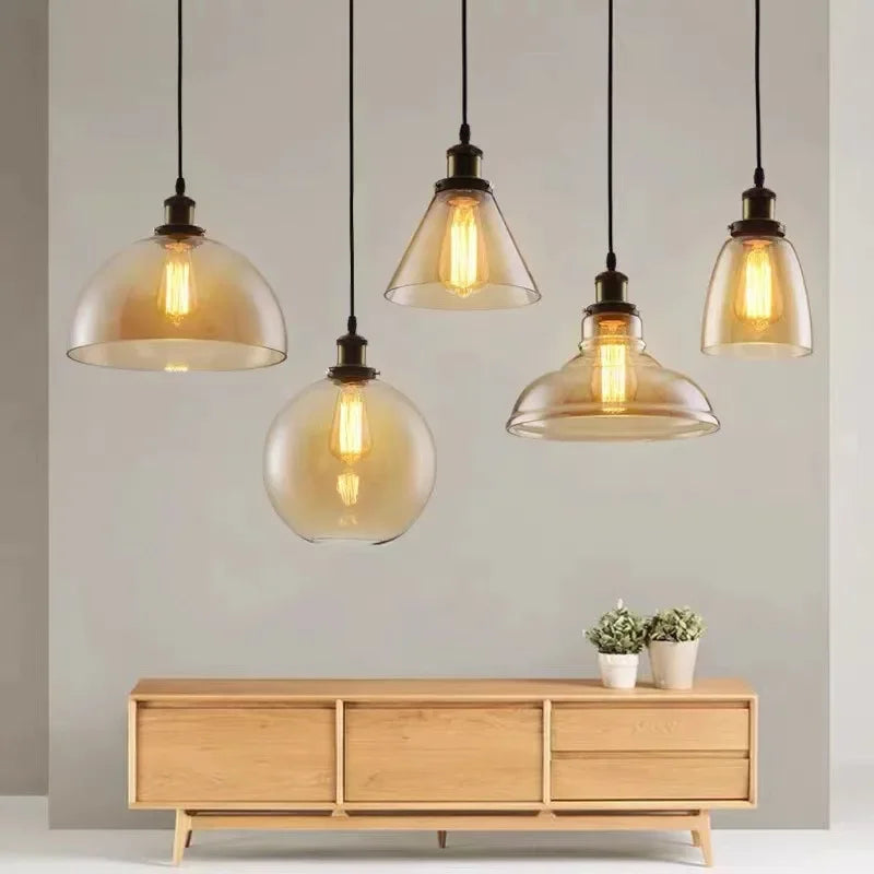 suspension lumineuse industrielle vintage verre transparent doré filaire 90 260V 249 2000lm