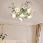 plafonniers luminaire floral verre poli fer blanc vert clair décoration chambre salon