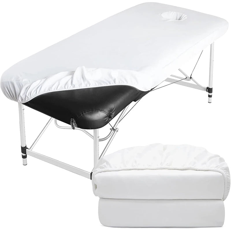 housses protection table massage lit spa coton polyester gris blanc élastiques professionnel minimaliste