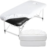 housses protection table massage lit spa coton polyester gris blanc élastiques professionnel minimaliste