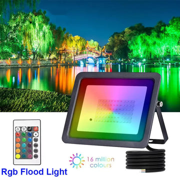 projecteur led rgb ip66 étanche 100w télécommande moderne fixation murale
