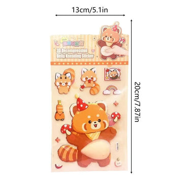 stickers 3d animés personnages mignons ours panda lapin gâteaux fruits rose beige bleu orange