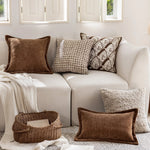 housse coussin géométrique polyester texture douce nordique moderne marron clair beige foncé