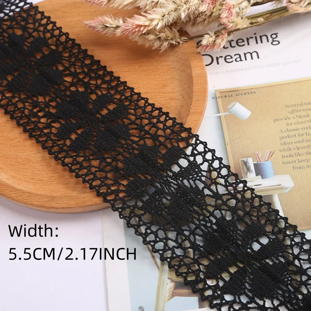 ruban dentelle fine noire motifs floraux classique 100 coton opacité 2cm largeur mariage décoration