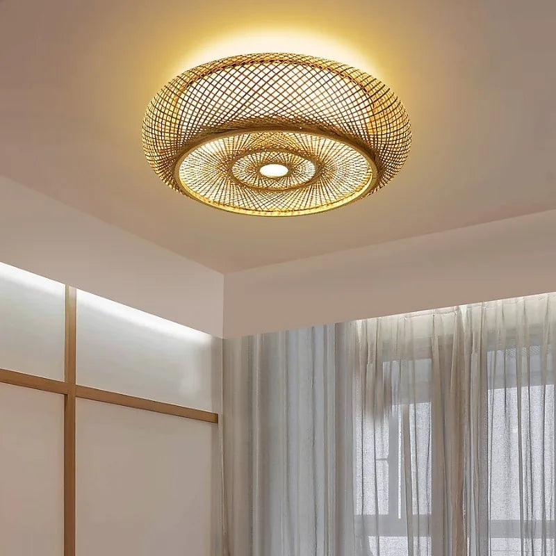 lampe moderne tissage bambou naturelle 40 50 60 80 cm spirale bois