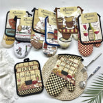 gants cuisine poignées plat motifs cuisine vintage rustique blanc noir rouge vert beige marron